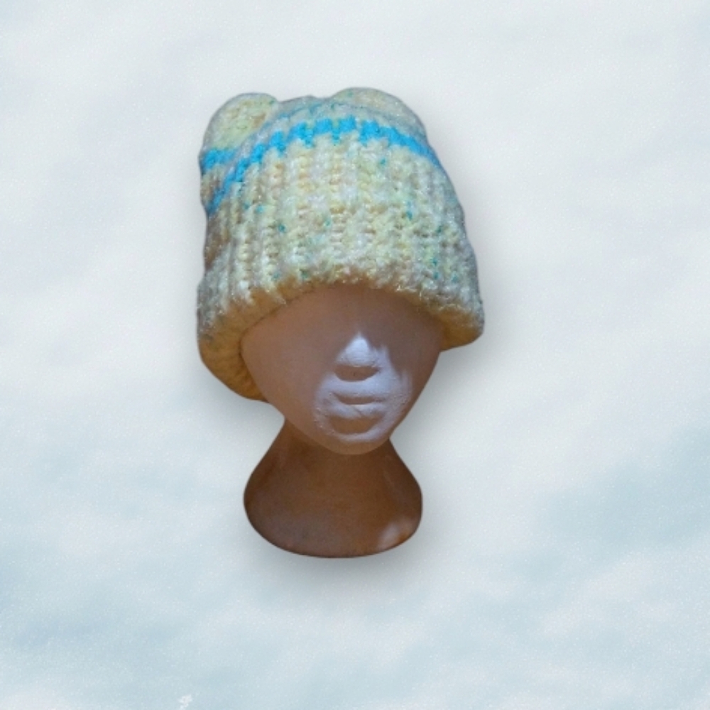 Handcrafted knitted stripe winter hat